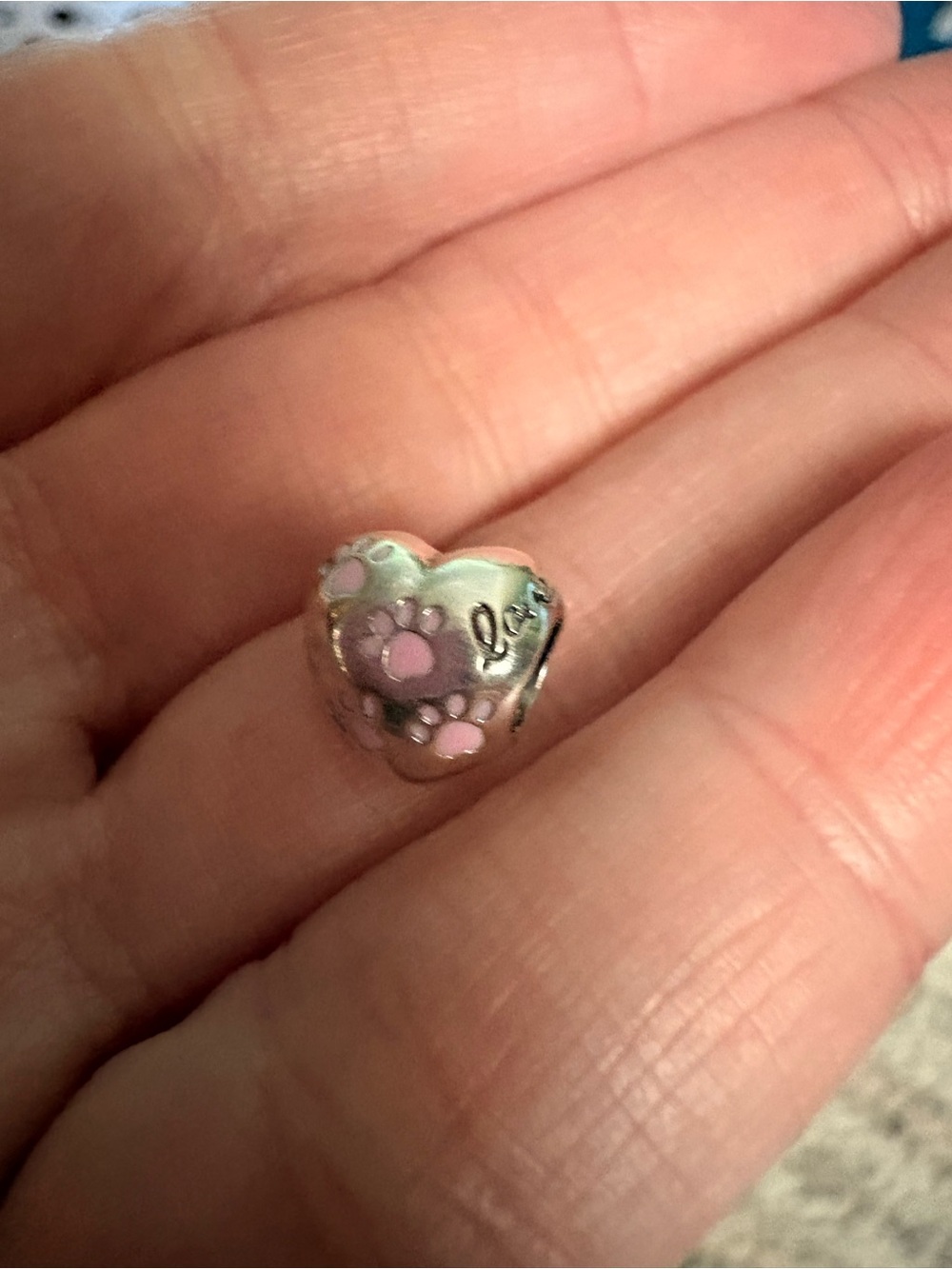 S925 Linx paw print heart charm